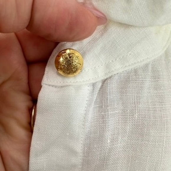 Lauren Ralph Lauren White Linen Button Down Shirt Womens XL Roll Tab Long Sleeve - Picture 6 of 7